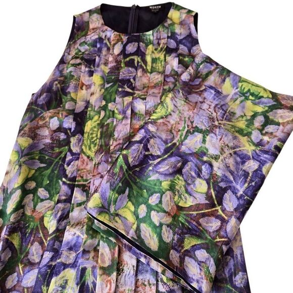 WORTH Womens Floral Silk Sleeveless Dress With Matching Shawl Multicolor Sz 16 - Picture 6 of 14
